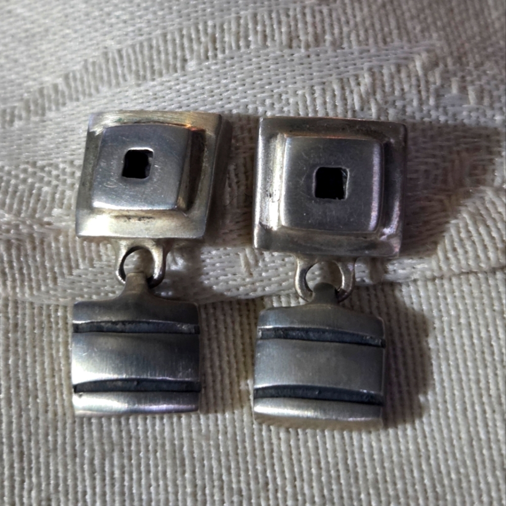 Lisa Jenks Vintage Square Drop Earrings, Sterling Silver